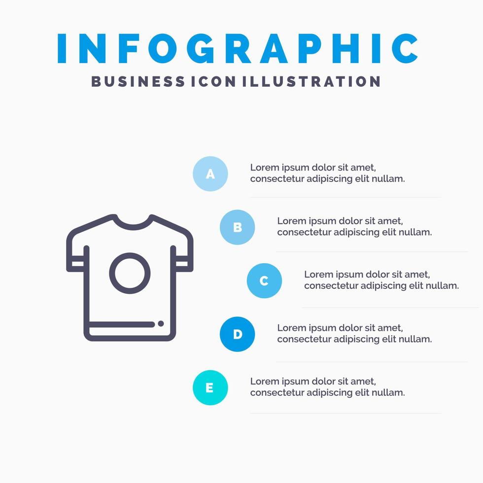 Tshirt Shirt Sport Spring Line icon with 5 steps presentation infographics Background vector