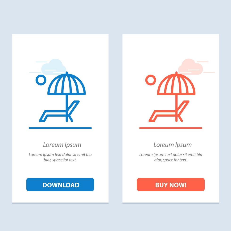 Beach Umbrella Bench Enjoy Summer  Blue and Red Download and Buy Now web Widget Card Template vector