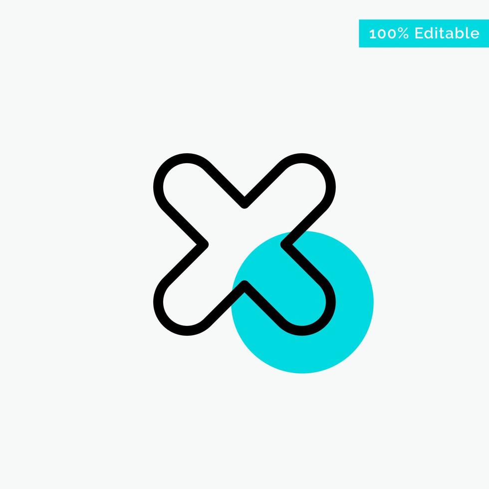 Delete Cancel Close Cross turquoise highlight circle point Vector icon
