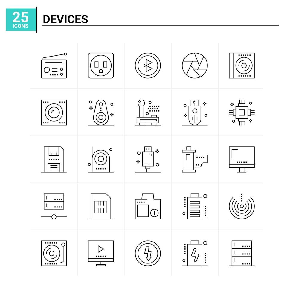 25 Devices icon set vector background
