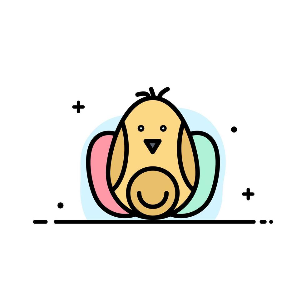 Chicken Baby Rabbit Easter  Business Flat Line Filled Icon Vector Banner Template