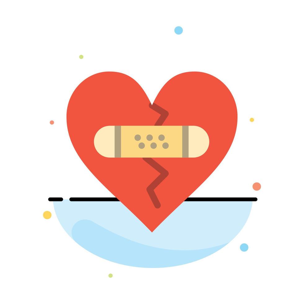 Broken Emotions Forgiveness Heart Love Abstract Flat Color Icon Template vector