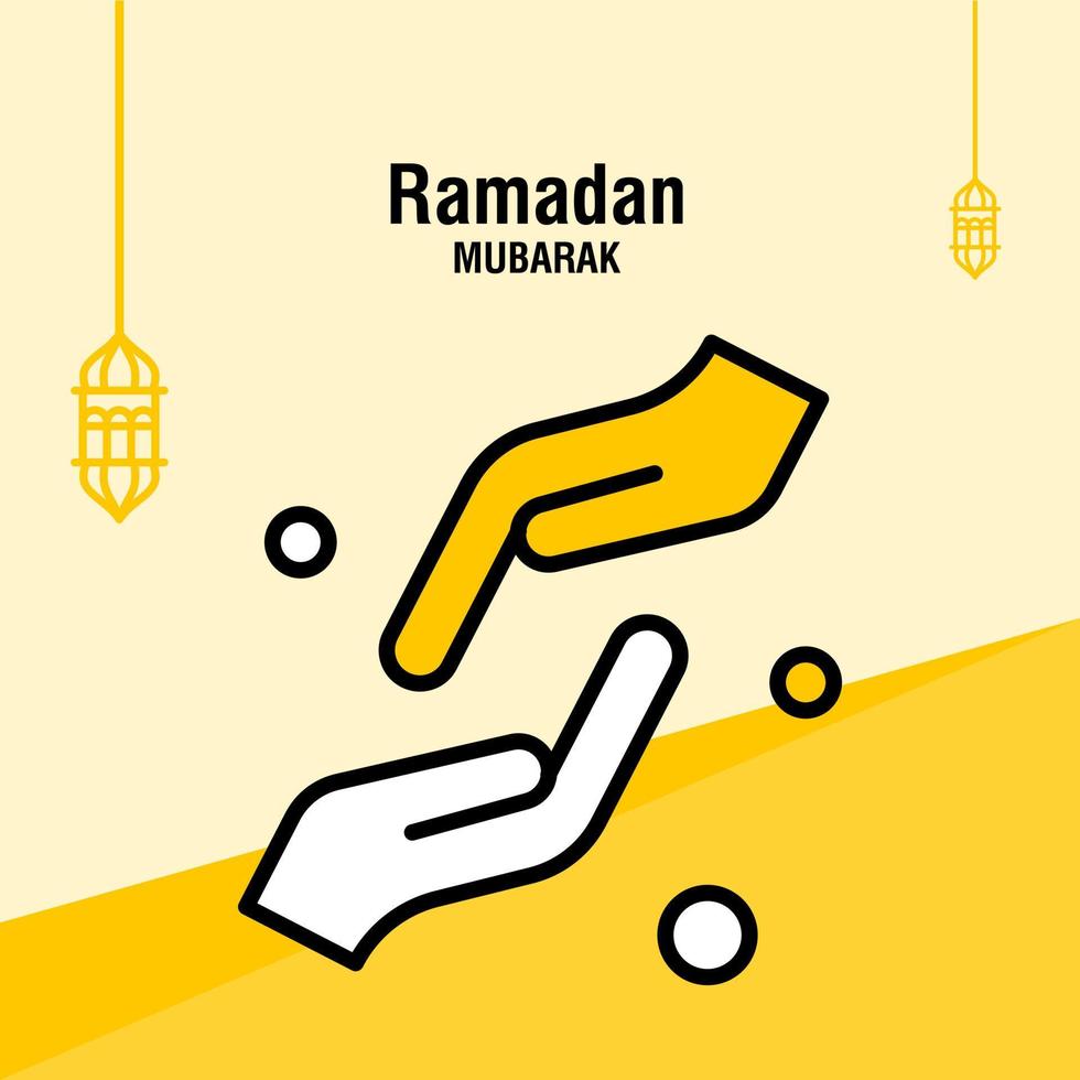 Ramadan kareem greeting template islamic crescent and arabic lantern vector illustration