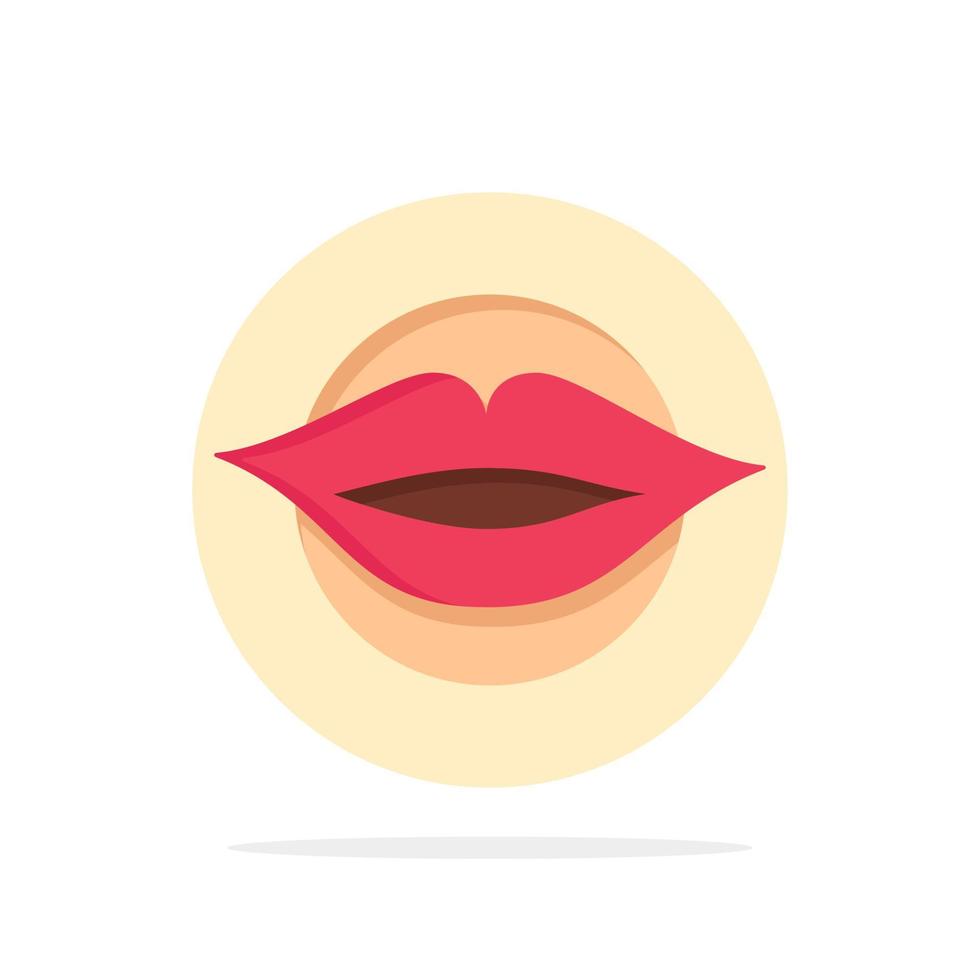 Lips Mouth Valentines Face Beauty Abstract Circle Background Flat color Icon vector