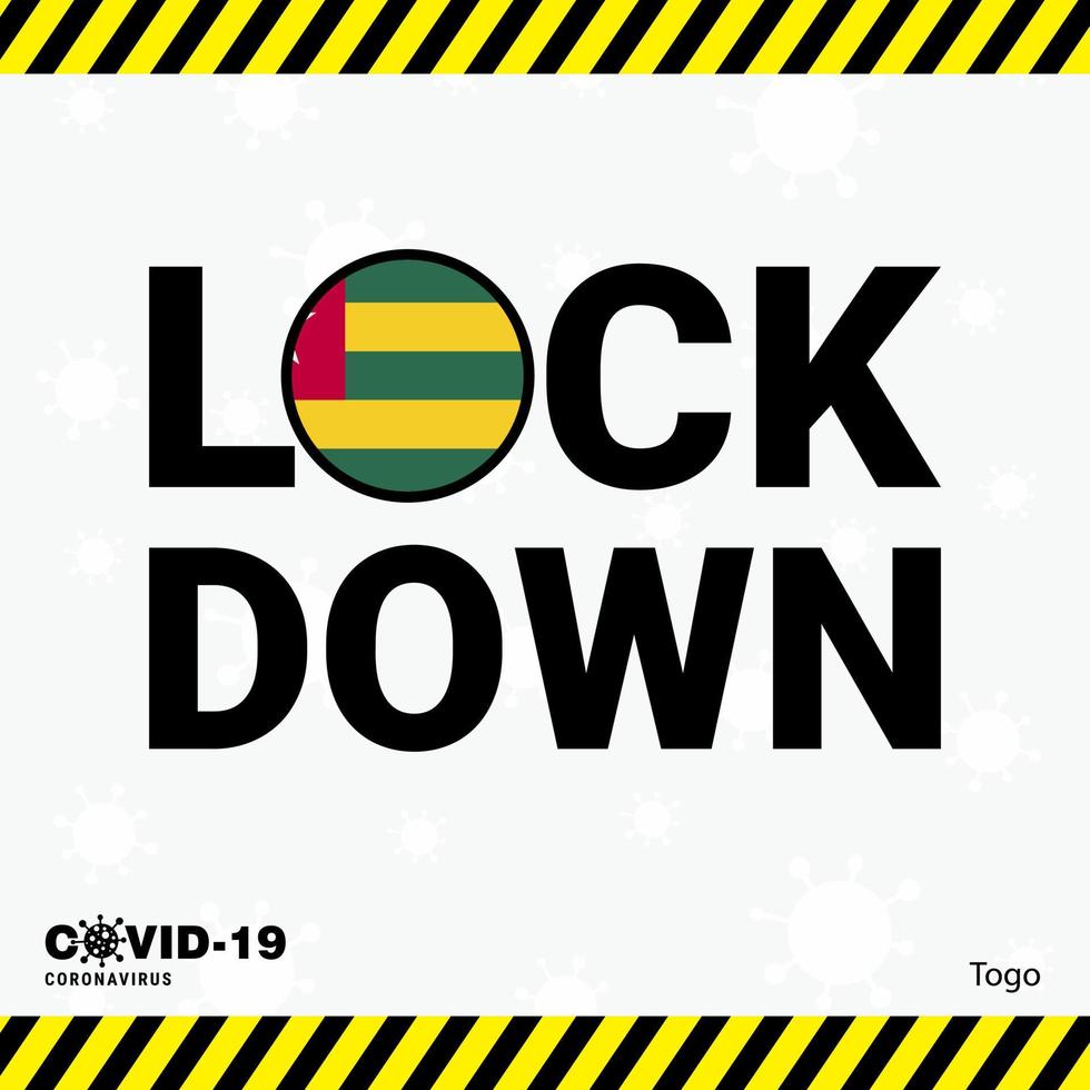 Coronavirus Togo Lock DOwn Typography with country flag Coronavirus pandemic Lock Down Design vector