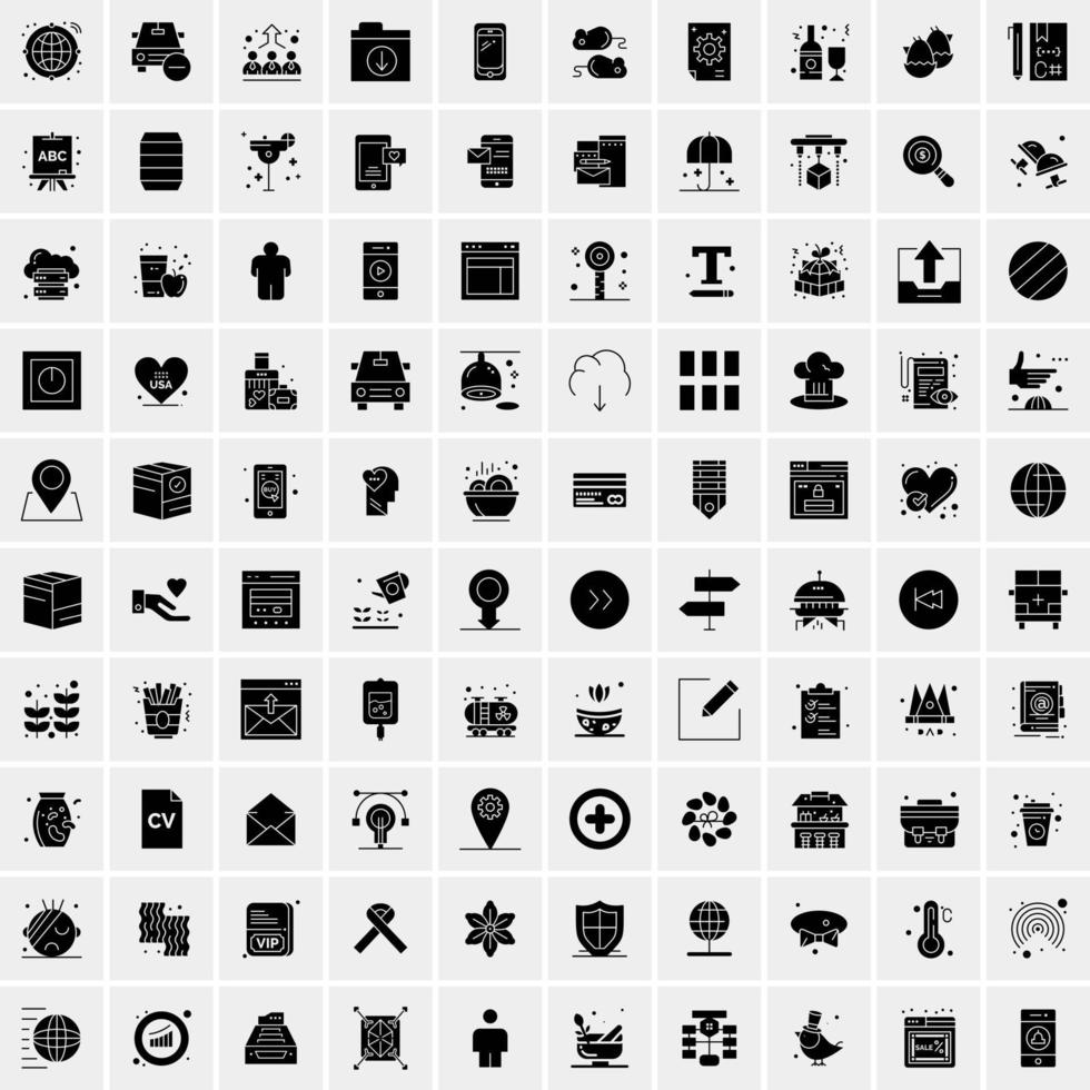 Set of 100 Universal Solid Icons vector