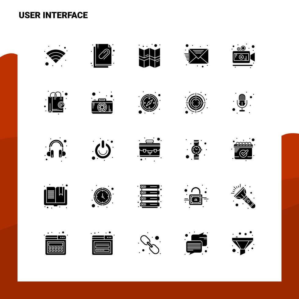 25 conjunto de iconos de interfaz de usuario plantilla de ilustración de vector de icono de glifo sólido para ideas web y móviles para empresa comercial