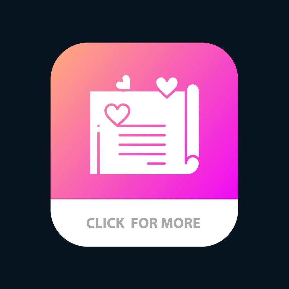 Love Letter Wedding Card Couple Proposal Love Mobile App Button Android and IOS Glyph Version vector