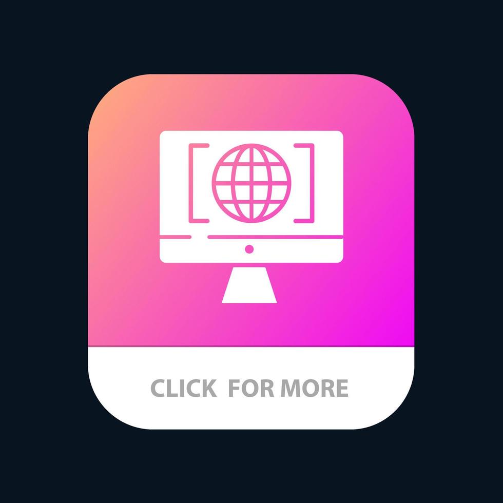 Computer Internet World Big Think Mobile App Button Android and IOS Glyph Version vector