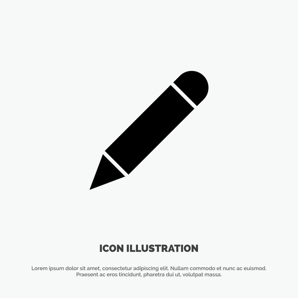 Pencil Study School Write solid Glyph Icon vector