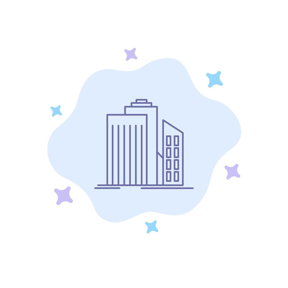 rascacielos arquitectura edificios oficina de negocios bienes raíces icono azul sobre fondo de nube abstracta vector