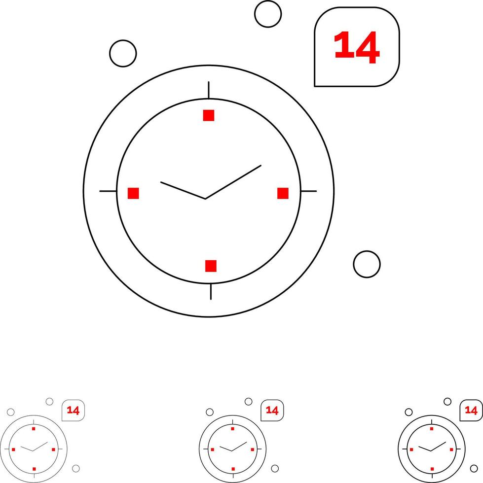 Time Love Wedding Heart Bold and thin black line icon set vector