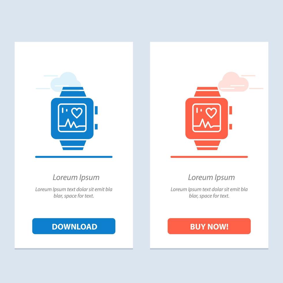 Hand watch Watch Love Heart  Blue and Red Download and Buy Now web Widget Card Template vector