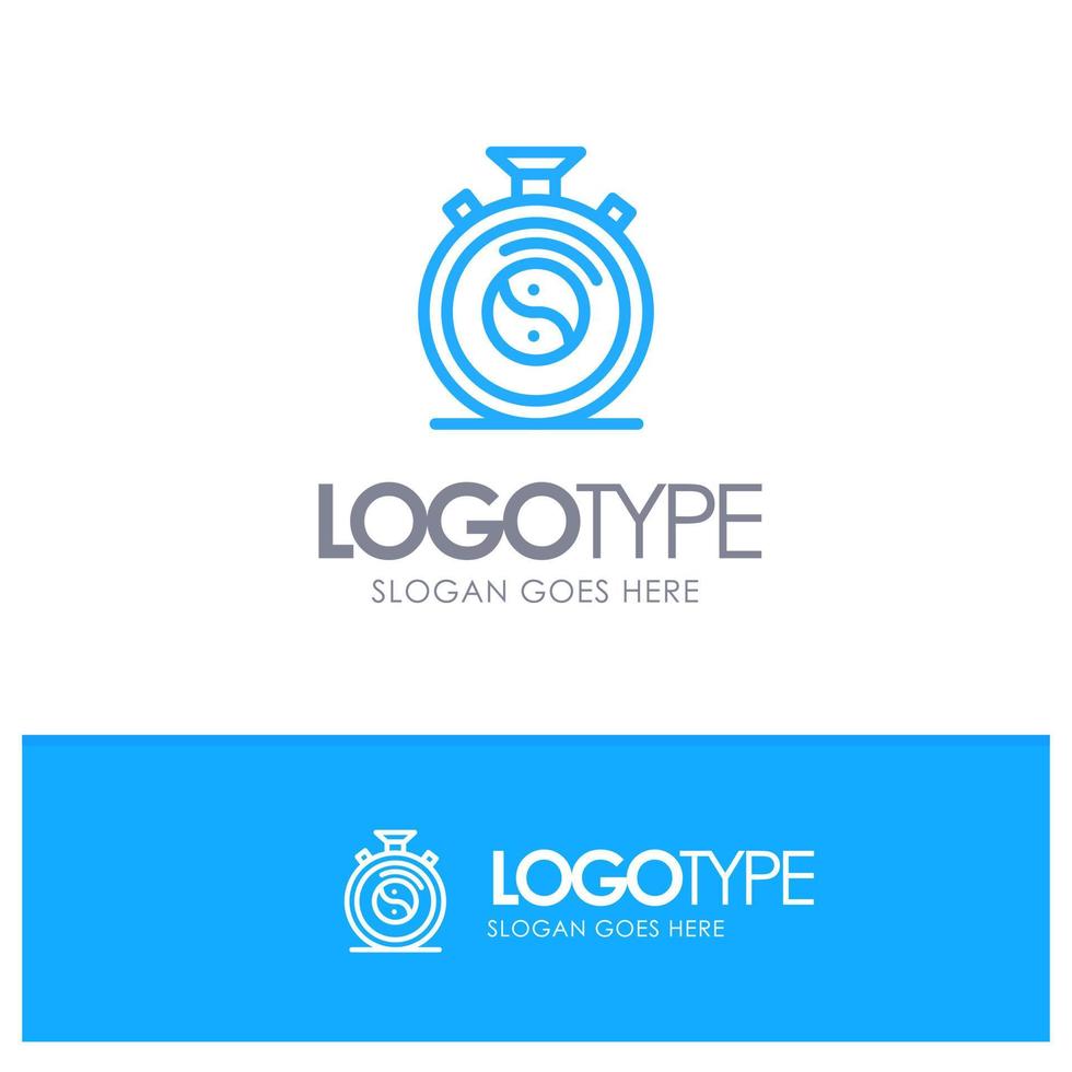 Clock Concentration Meditation Practice Blue outLine Logo with place for tagline vector