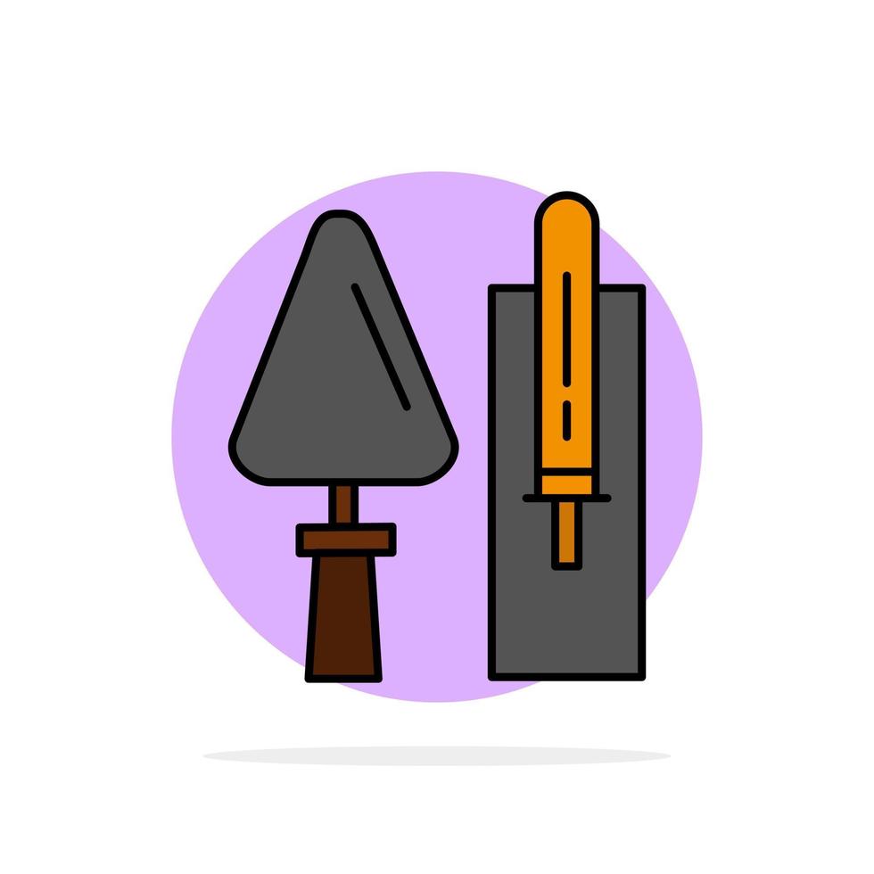 Trowel Brickwork Construction Masonry Tool Abstract Circle Background Flat color Icon vector