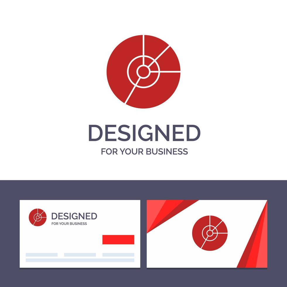 tarjeta de visita creativa y plantilla de logotipo diagrama de gráfico de negocios circular estadísticas de gráfico de finanzas ilustración vectorial vector