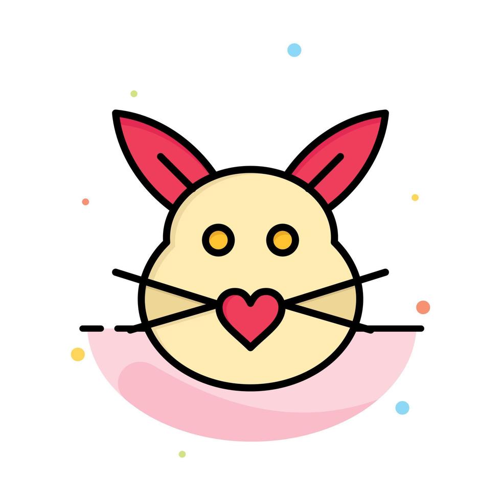 Rabbit Bunny Love Cute Easter Abstract Flat Color Icon Template vector