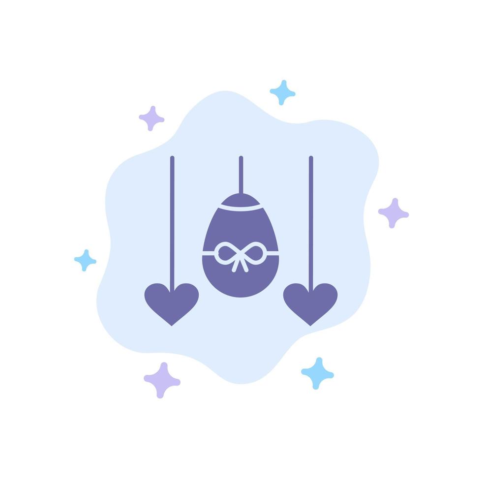Egg Heart Easter Holiday Blue Icon on Abstract Cloud Background vector