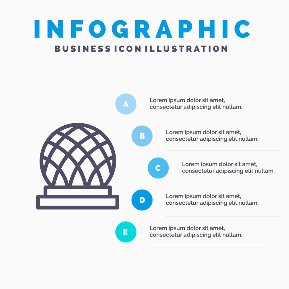 icono de línea de cúpula de ciudad de construcción de canadá con fondo de infografía de presentación de 5 pasos vector