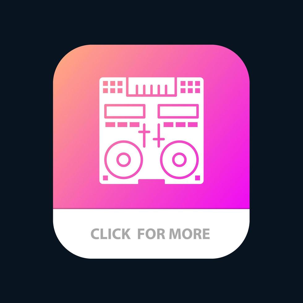 Cd Console Deck Mixer Music Mobile App Button Android and IOS Glyph Version vector
