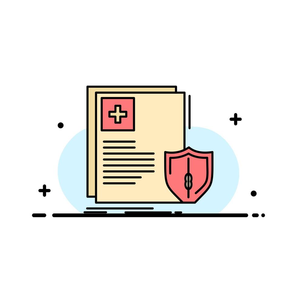 Document Protection Shield Medical Health  Business Flat Line Filled Icon Vector Banner Template
