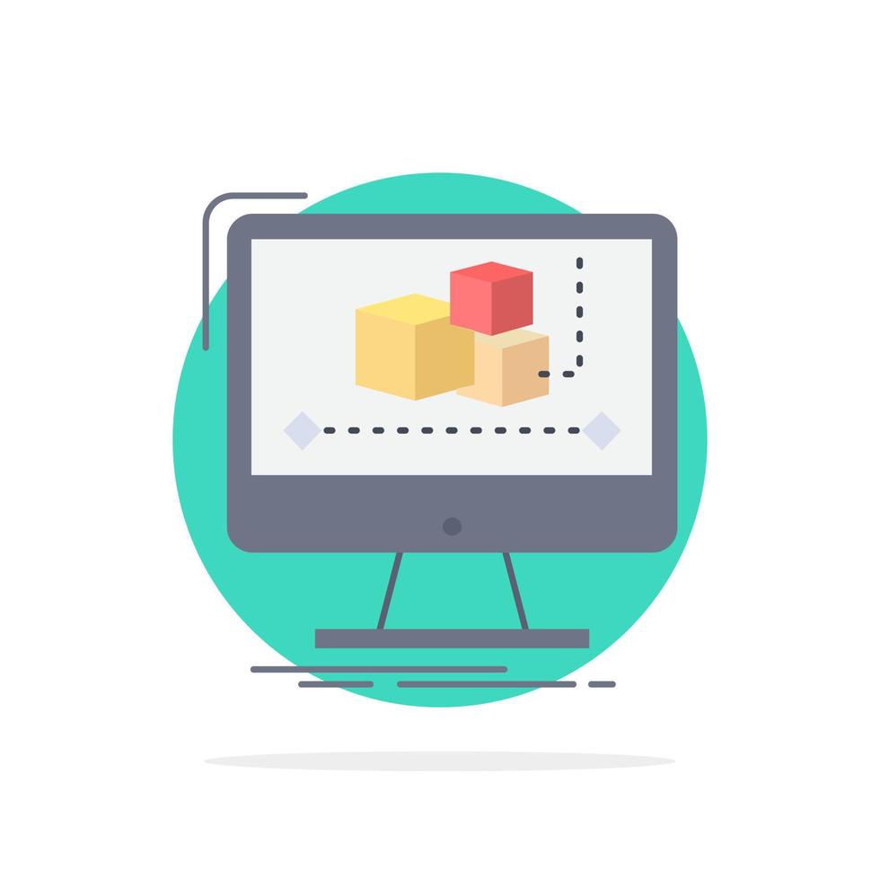 Animation computer editor monitor software Flat Color Icon Vector
