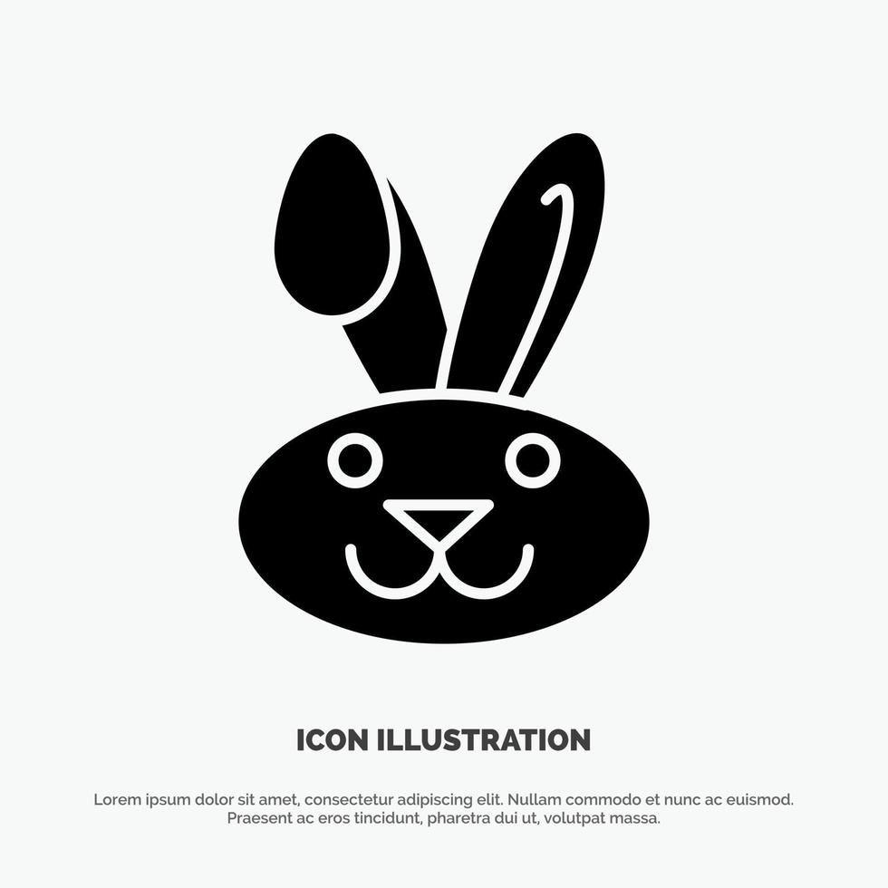 Bunny Easter Rabbit solid Glyph Icon vector