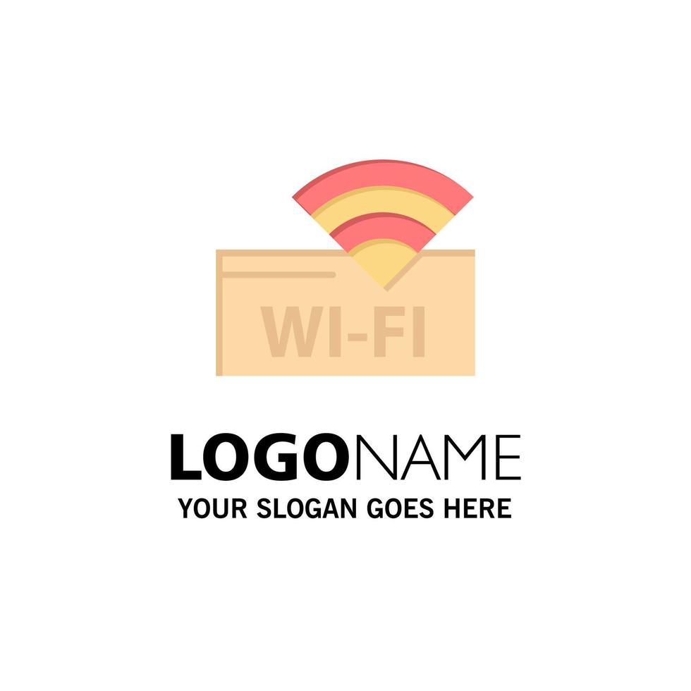 plantilla de logotipo de empresa de dispositivo de servicio wifi de hotel color plano vector