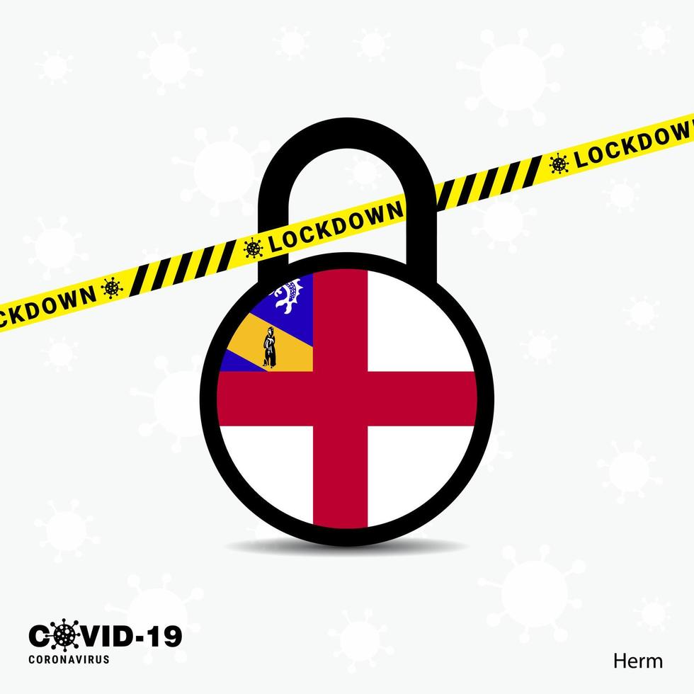 Herm Lock DOwn Lock Coronavirus pandemic awareness Template COVID19 Lock Down Design vector