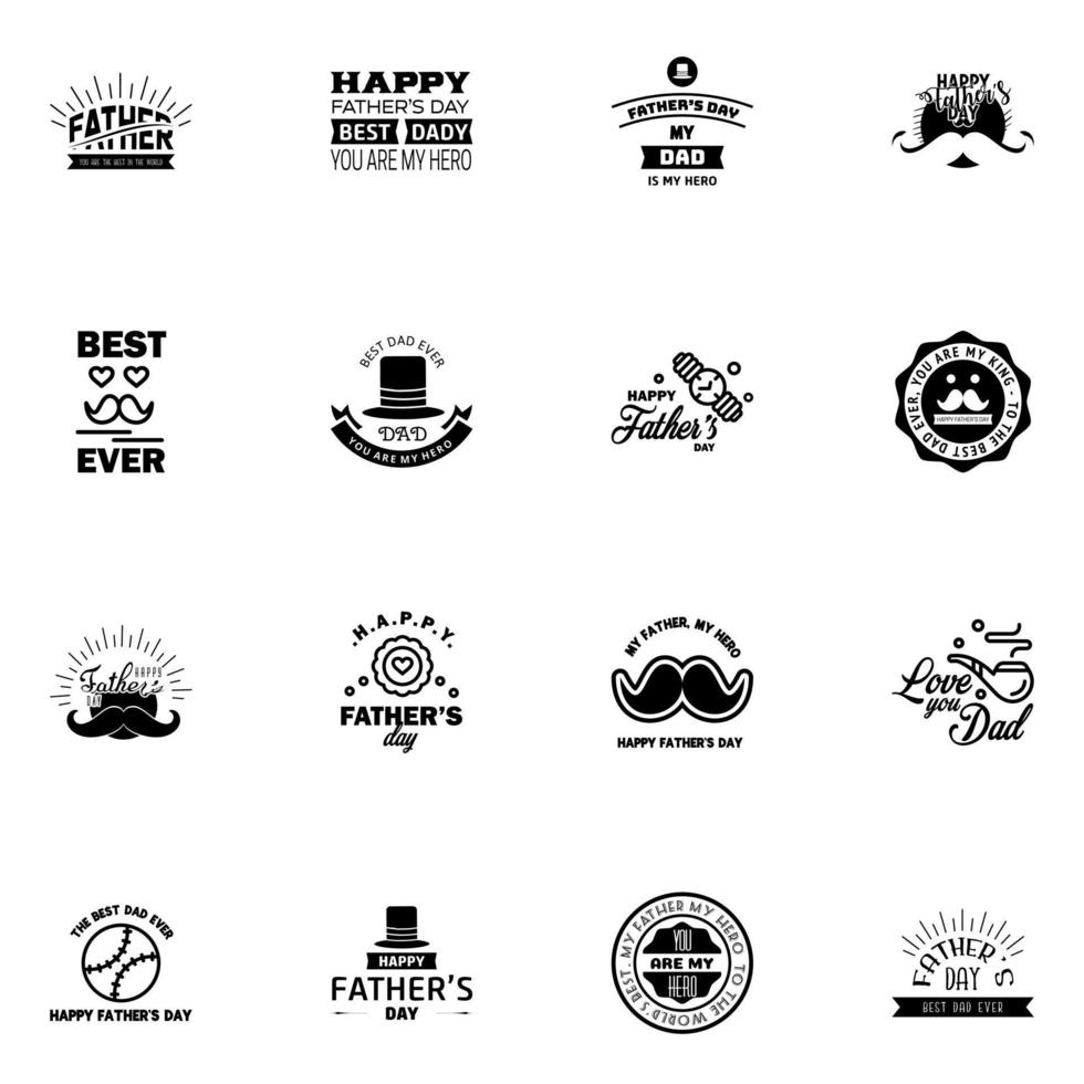 Happy Fathers Day Appreciation Vector Text Banner 16 Black Background for Posters Flyers Marketing Greeting Cards Editable Vector Design Elements