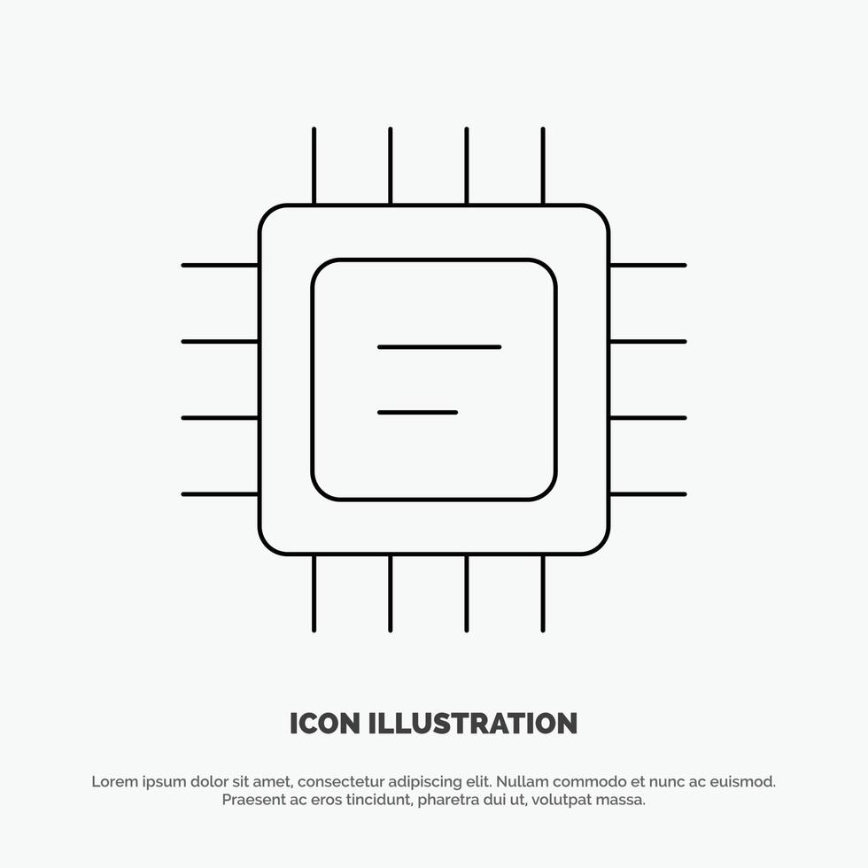 Cpu Microchip Processor Line Icon Vector