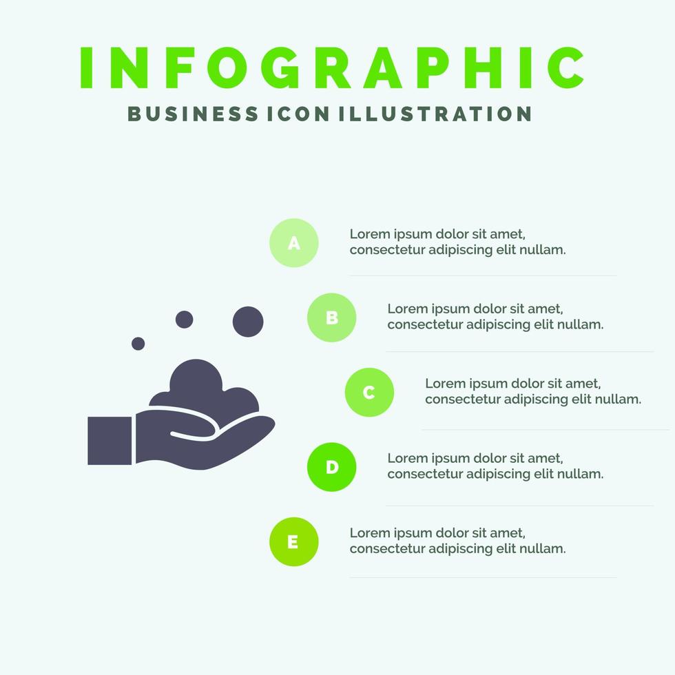 Cleaning Hand Soap Wash Solid Icon Infographics 5 Steps Presentation Background vector
