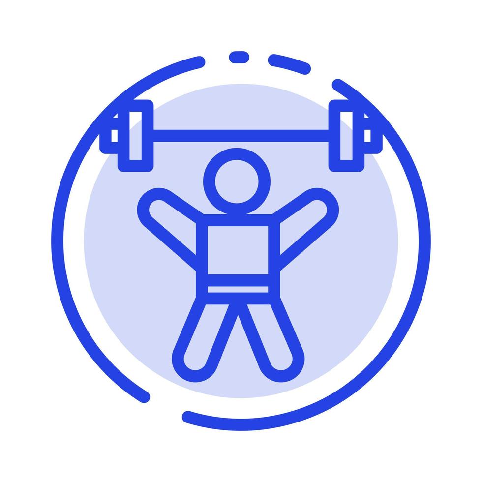 Athlete Athletics Avatar Fitness Gym Blue Dotted Line Line Icon vector