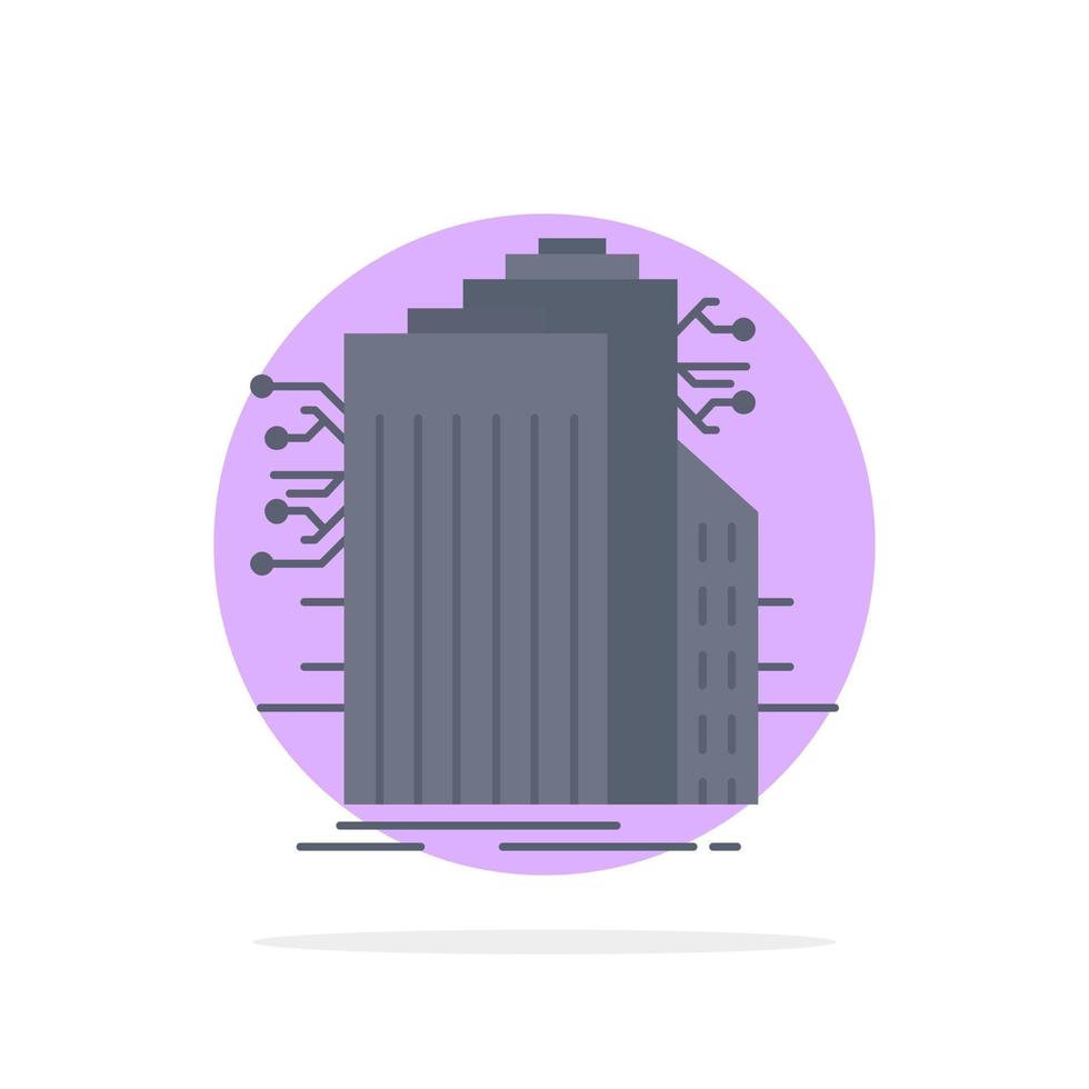 Building Technology Smart City Connected internet Flat Color Icon Vector