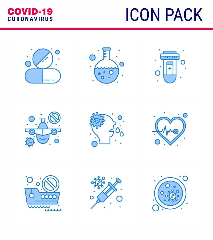 Coronavirus awareness icons 9 Blue icon Corona Virus Flu Related such as allergy travel research prohibit virus viral coronavirus 2019nov disease Vector Design Elements