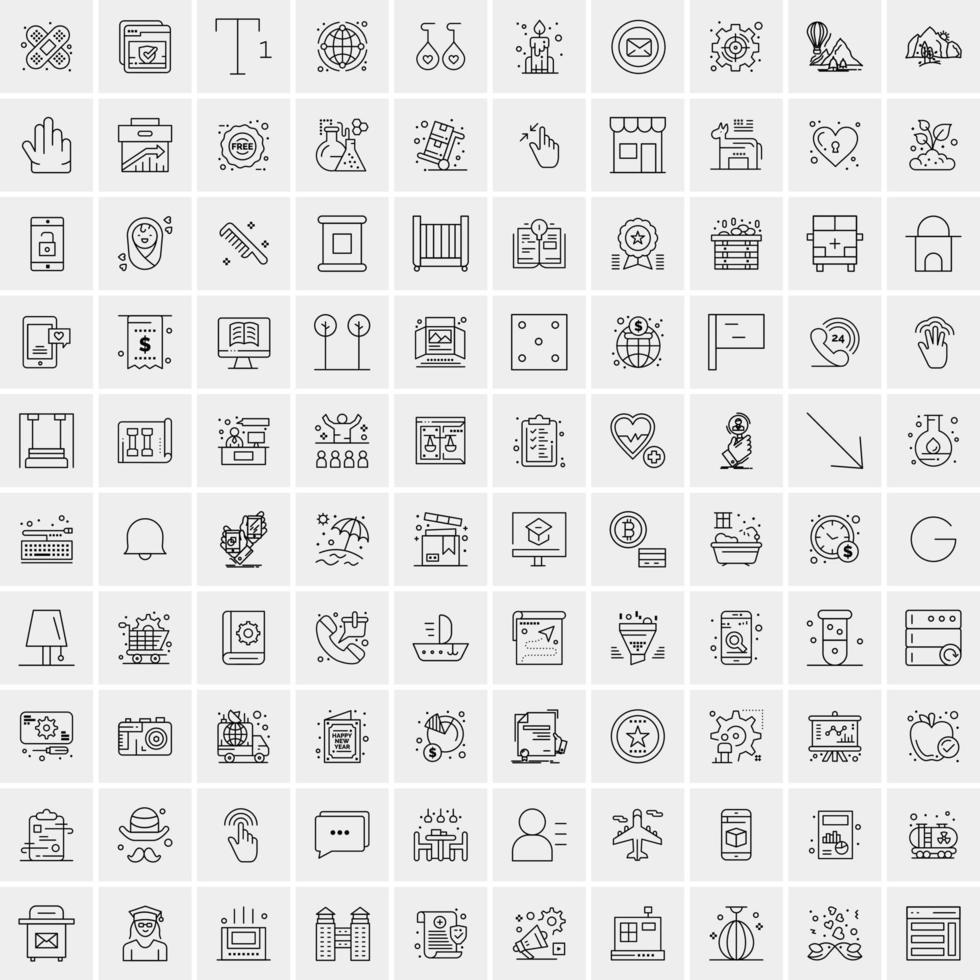 conjunto de 100 iconos de línea de negocios creativos vector