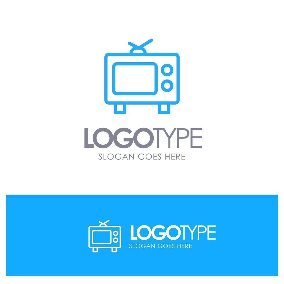 TV Television Media Blue Outline Logo Place for Tagline vector