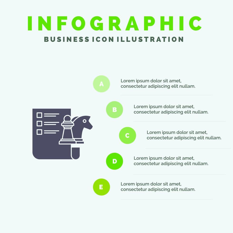 Chess Business Strategy Planning Solid Icon Infographics 5 Steps Presentation Background vector