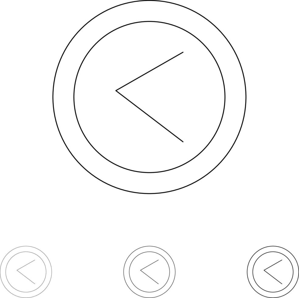 Arrow Interface Left User Bold and thin black line icon set vector