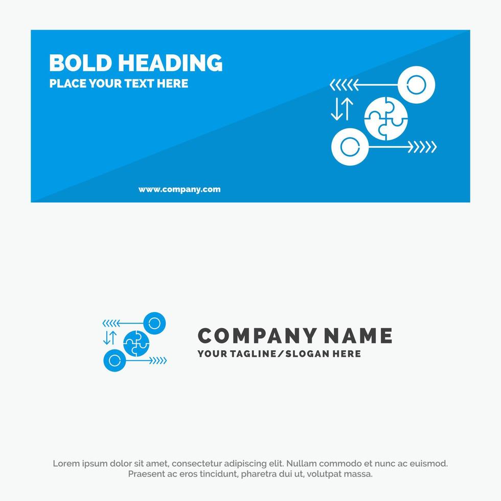 Puzzle Business Idea Marketing Pertinent SOlid Icon Website Banner and Business Logo Template vector