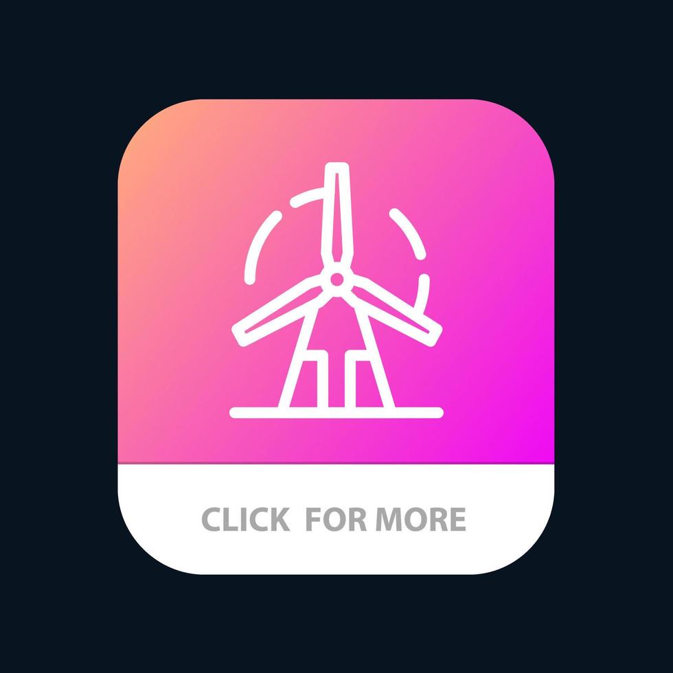 Clean Energy Green Power Windmill Mobile App Button Android and IOS Line Version vector