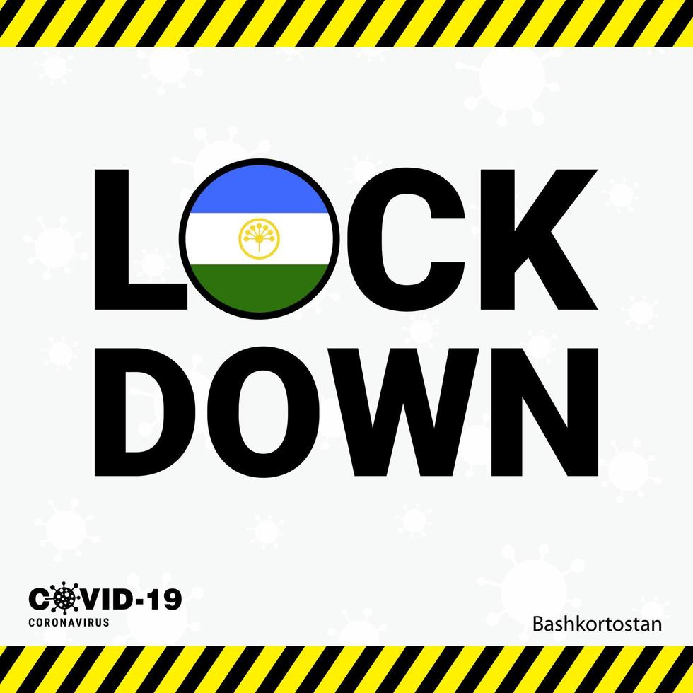 Coronavirus Bashkortostan Lock DOwn Typography with country flag Coronavirus pandemic Lock Down Design vector