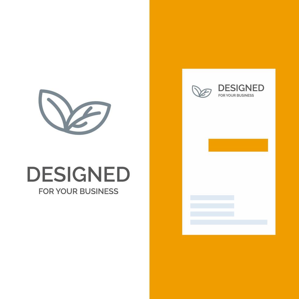 Growth Leaf Plant Spring Grey Logo Design and Business Card Template vector