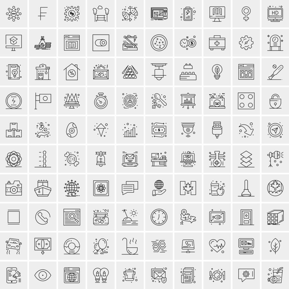 Set of 100 Creative Business Line Icons vector