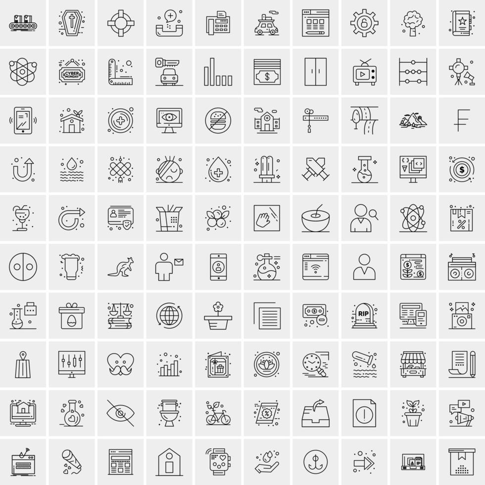 conjunto de 100 iconos de línea de negocios creativos vector