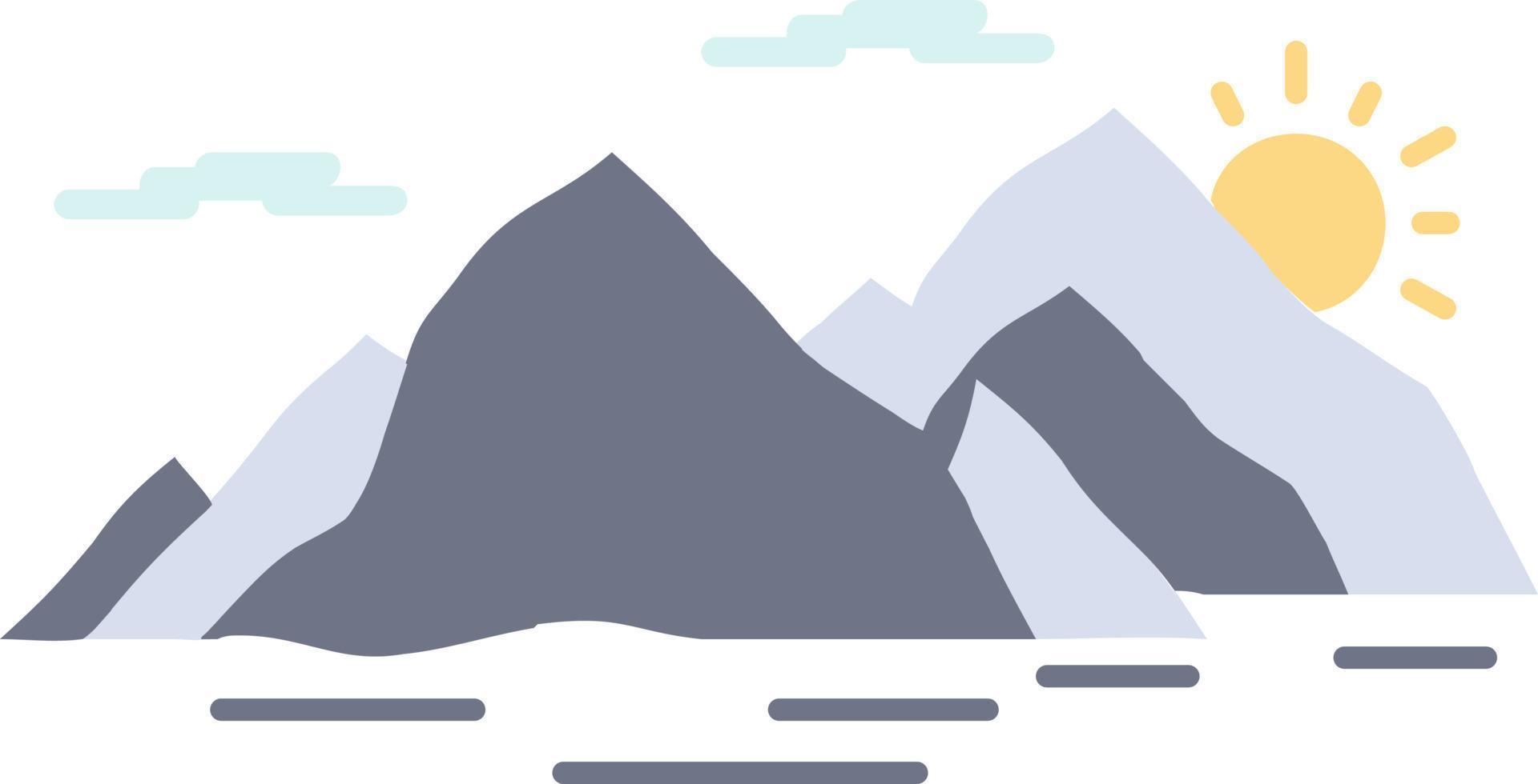 Mountain hill landscape nature evening Flat Color Icon Vector