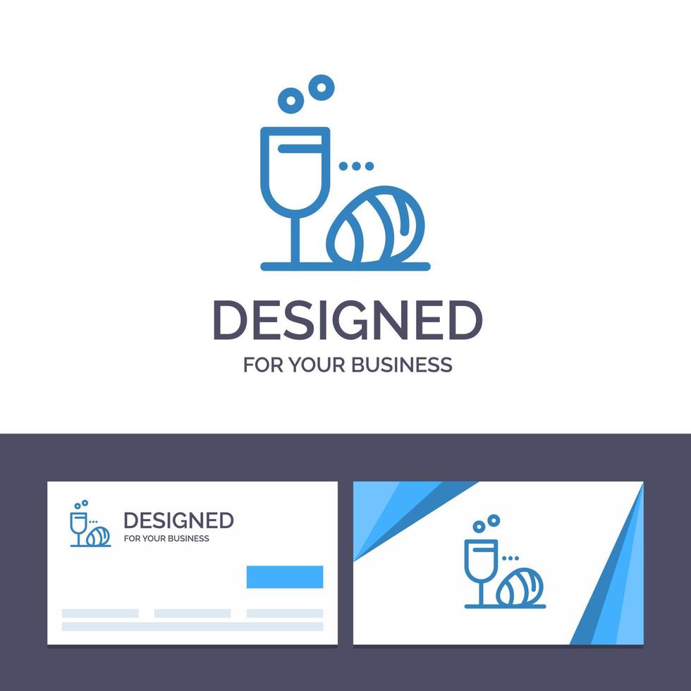 tarjeta de visita creativa y plantilla de logotipo huevo de vidrio bebida de pascua ilustración vectorial vector