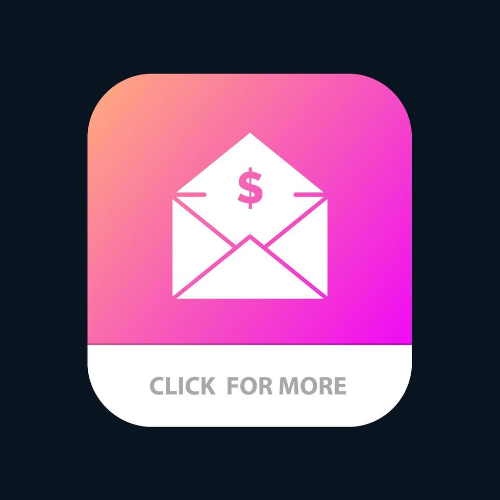 Dollar Mail Money MoneyOrder Mobile App Button Android and IOS Glyph Version vector