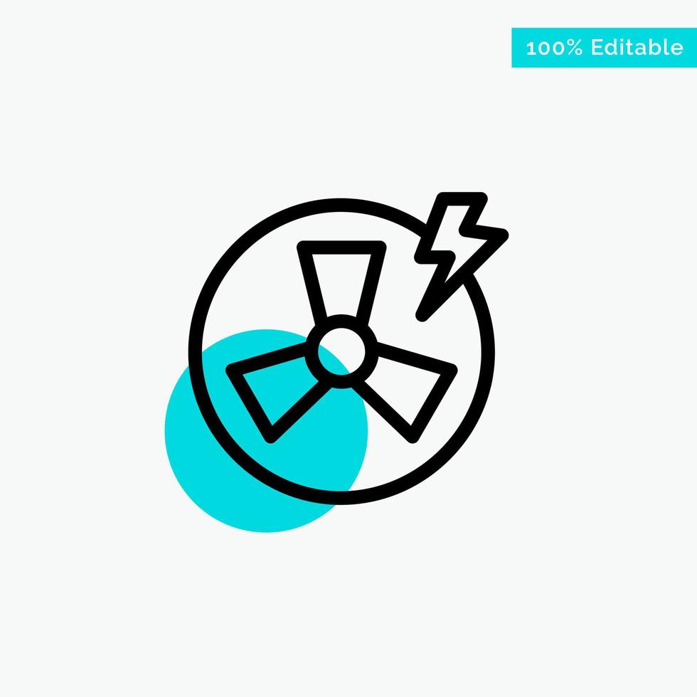 Fan Power Energy Factory turquoise highlight circle point Vector icon