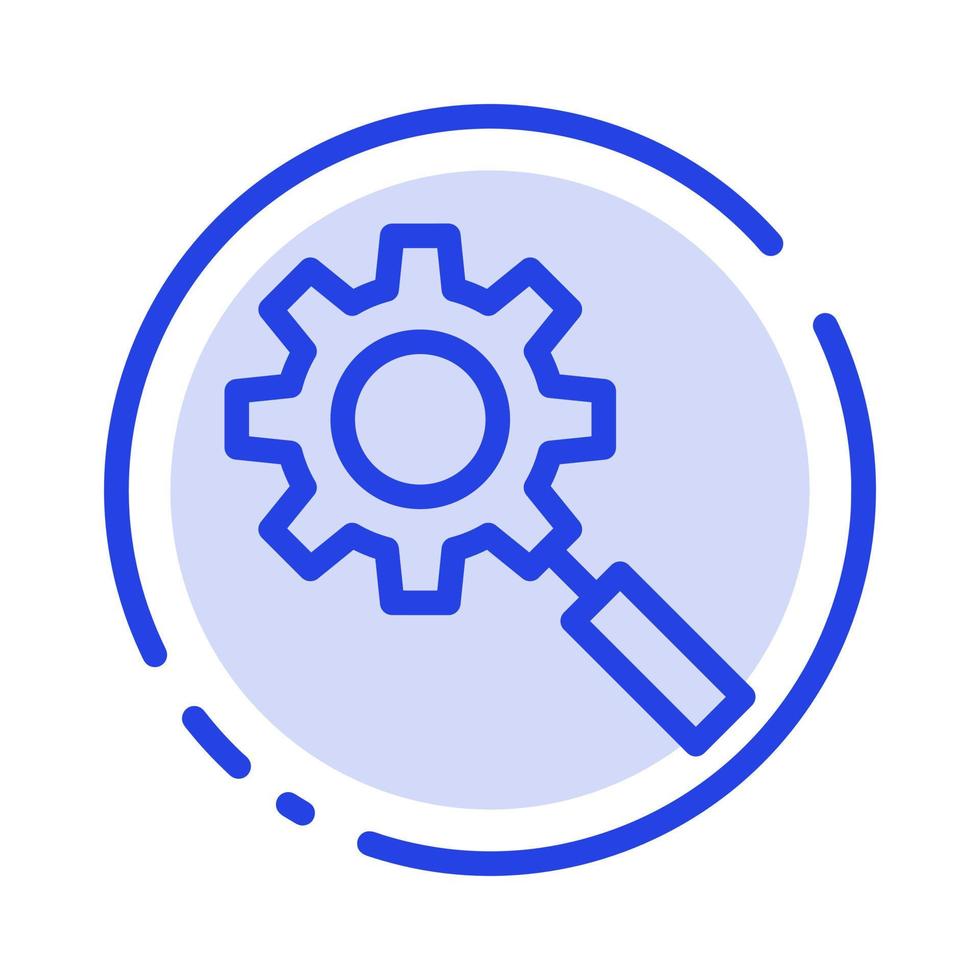 Search Research Gear Setting Blue Dotted Line Line Icon vector